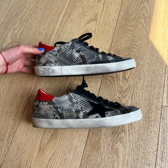 GOLDEN GOOSE - Grey & Red Python Superstar Sneakers - Picture 5 of 8